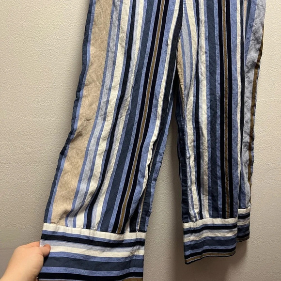 Vilagallo Women’s Crop Wide Leg Strip Pants Size 42 - Picture 3 of 7